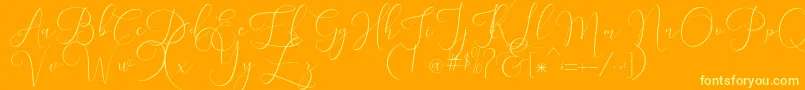 England -Schriftart – Gelbe Schriften auf orangefarbenem Hintergrund
