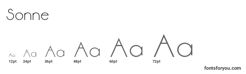 sizes of sonne font, sonne sizes