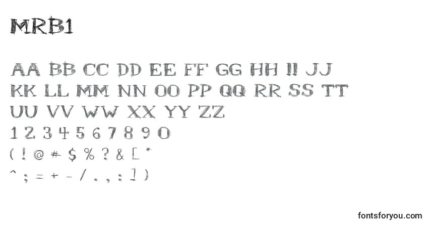 characters of mrb1 font, letter of mrb1 font, alphabet of  mrb1 font