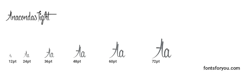 sizes of anacondaslight font, anacondaslight sizes
