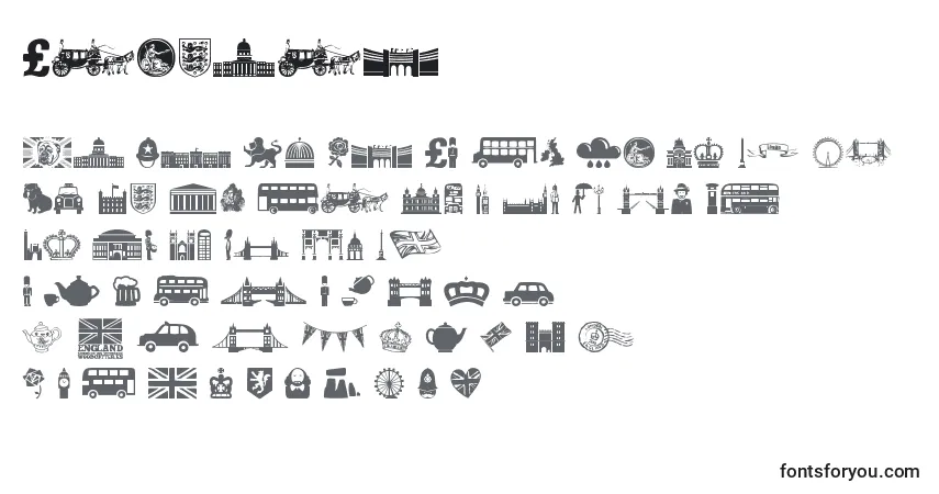 Czcionka England (126002) – alfabet, cyfry, specjalne znaki