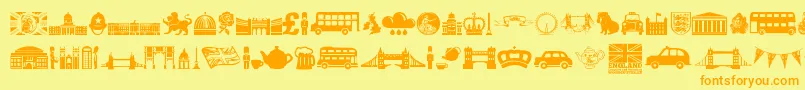 England Font – Orange Fonts on Yellow Background