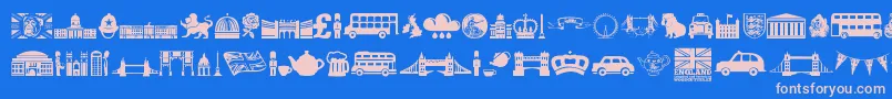 England-fontti – vaaleanpunaiset fontit sinisellä taustalla