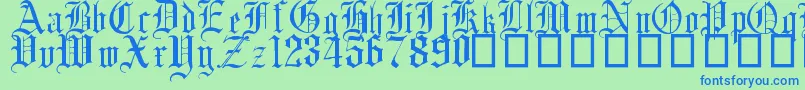 English Gothic, 17th c Font – Blue Fonts on Green Background