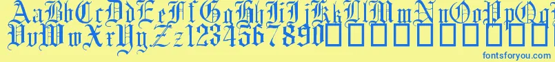 English Gothic, 17th c Font – Blue Fonts on Yellow Background