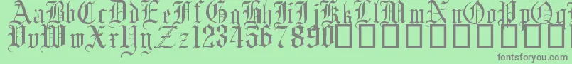 English Gothic, 17th c-Schriftart – Graue Schriften auf grünem Hintergrund