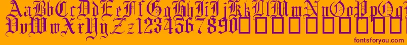 English Gothic, 17th c Font – Purple Fonts on Orange Background