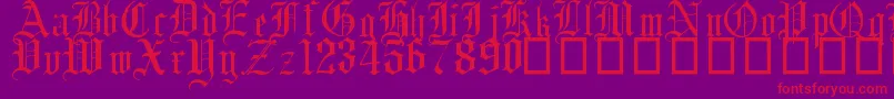 English Gothic, 17th c Font – Red Fonts on Purple Background