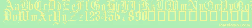 English Gothic, 17th c Font – Yellow Fonts on Green Background