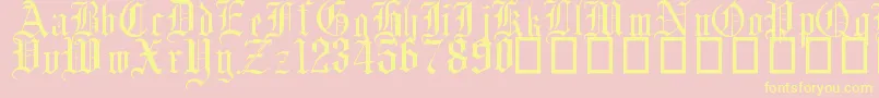English Gothic, 17th c Font – Yellow Fonts on Pink Background