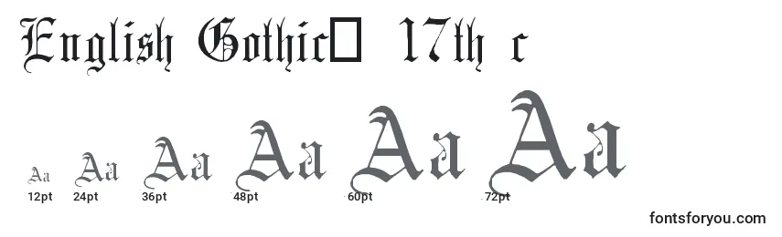English Gothic, 17th c Font Sizes