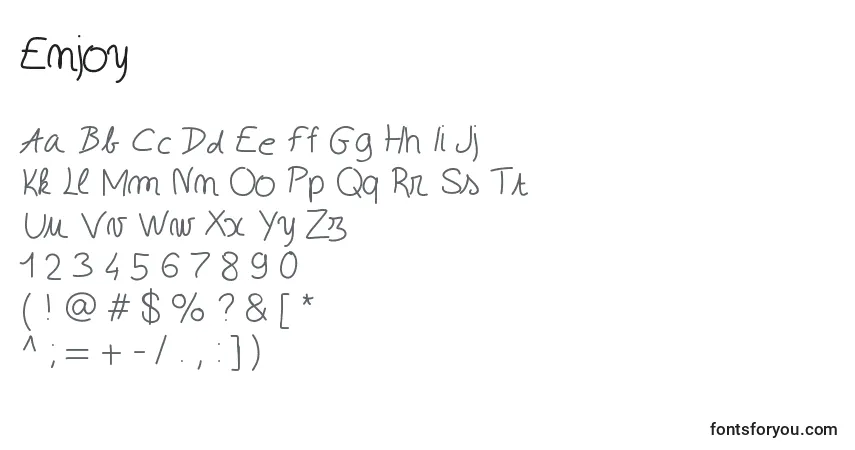 Schriftart Enjoy (126012) – Alphabet, Zahlen, spezielle Symbole