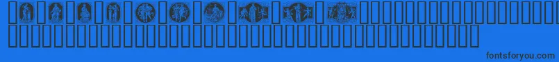ENKLM    Font – Black Fonts on Blue Background