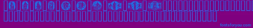 フォントENKLM    – 紫色の背景に青い文字