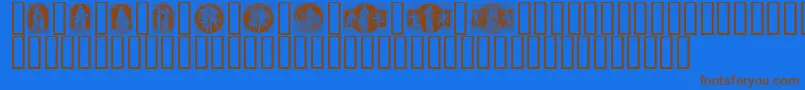 フォントENKLM    – 茶色の文字が青い背景にあります。