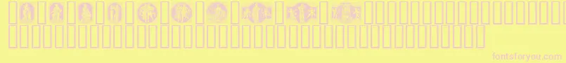ENKLM   -fontti – vaaleanpunaiset fontit keltaisella taustalla