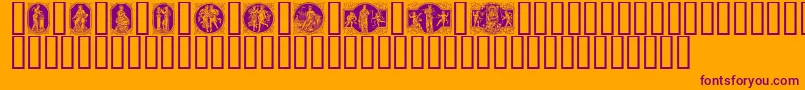 Czcionka ENKLM    – fioletowe czcionki na pomarańczowym tle
