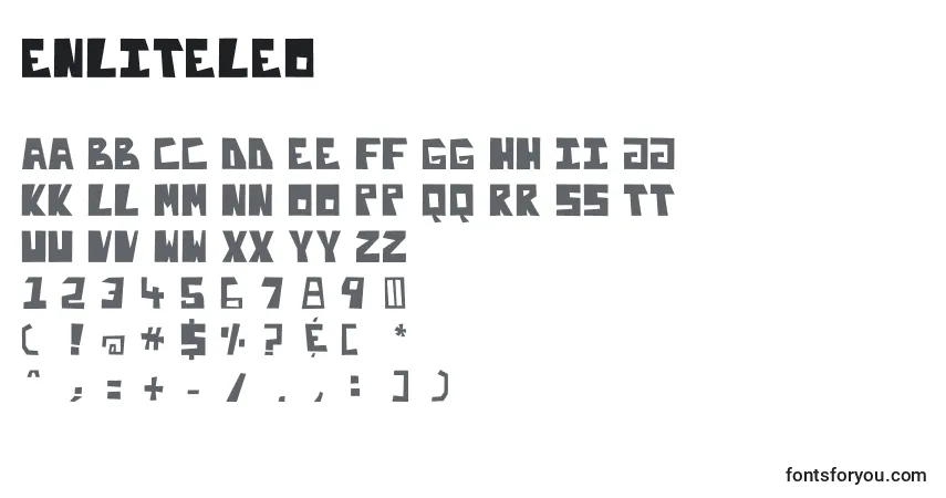 Czcionka Enliteleo – alfabet, cyfry, specjalne znaki