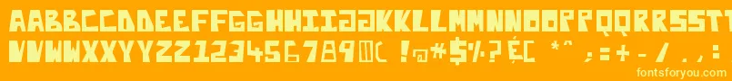 Enliteleo-Schriftart – Gelbe Schriften auf orangefarbenem Hintergrund