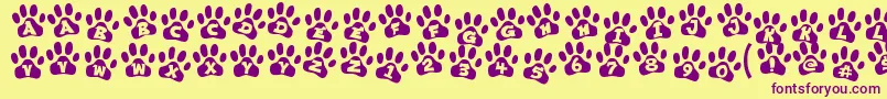 ennobled pet Font – Purple Fonts on Yellow Background