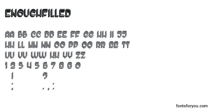 Czcionka EnoughFilled – alfabet, cyfry, specjalne znaki