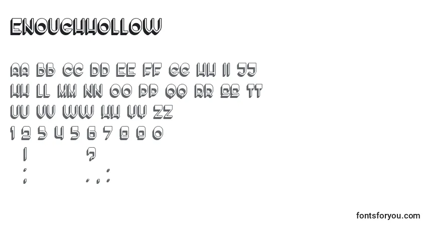 Czcionka EnoughHollow – alfabet, cyfry, specjalne znaki