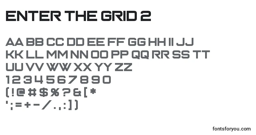 A fonte Enter the Grid 2 – alfabeto, números, caracteres especiais