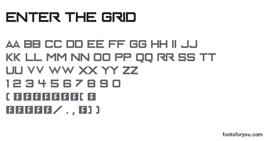 Enter the Grid Font – alphabet, numbers, special characters