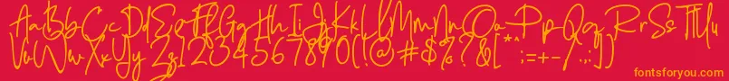 フォントEnthusiast Behavior   – 赤い背景にオレンジの文字