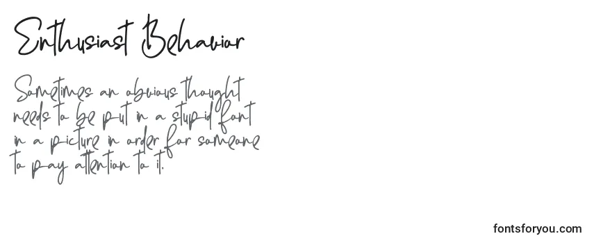 Review of the Enthusiast Behavior   Font