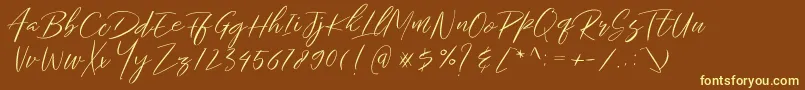 EntopiaDemo-fontti – keltaiset fontit ruskealla taustalla