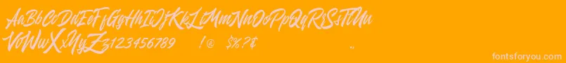 Entreaty-Schriftart – Rosa Schriften auf orangefarbenem Hintergrund