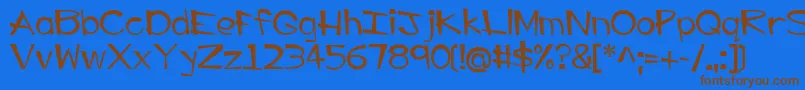 EP Big Guy-Schriftart – Braune Schriften auf blauem Hintergrund