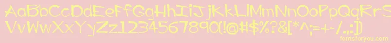 Saiba mais sobre a fonte EP Big Guy Fonte EP Big Guy – fontes amarelas em um fundo rosa