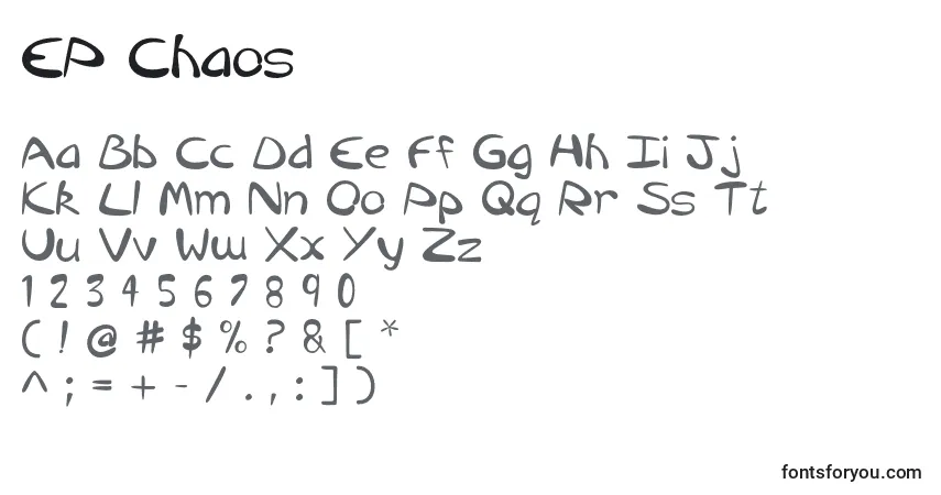 Schriftart EP Chaos – Alphabet, Zahlen, spezielle Symbole