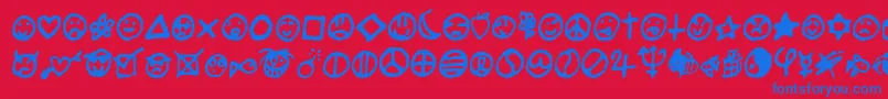 フォントSaladedefruitscerise – 赤い背景に青い文字