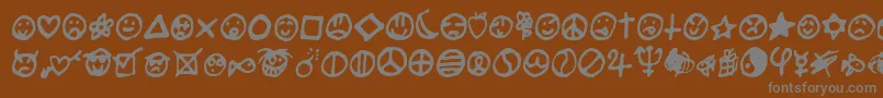 フォントSaladedefruitscerise – 茶色の背景に灰色の文字