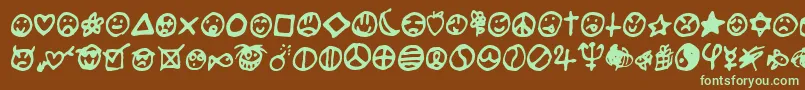 Saladedefruitscerise-fontti – vihreät fontit ruskealla taustalla