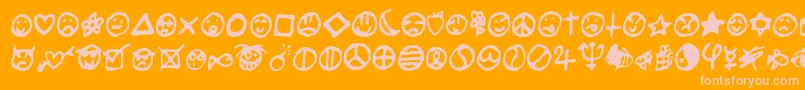 Saladedefruitscerise-Schriftart – Rosa Schriften auf orangefarbenem Hintergrund