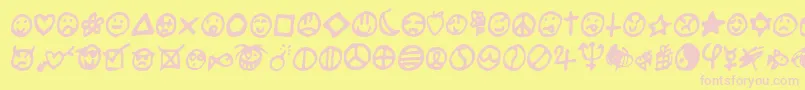 Saladedefruitscerise-Schriftart – Rosa Schriften auf gelbem Hintergrund