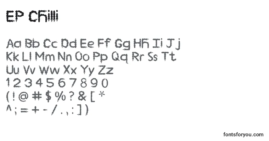 Schriftart EP Chilli – Alphabet, Zahlen, spezielle Symbole