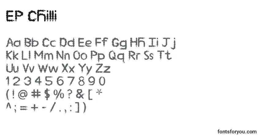 Schriftart EP Chilli (126031) – Alphabet, Zahlen, spezielle Symbole