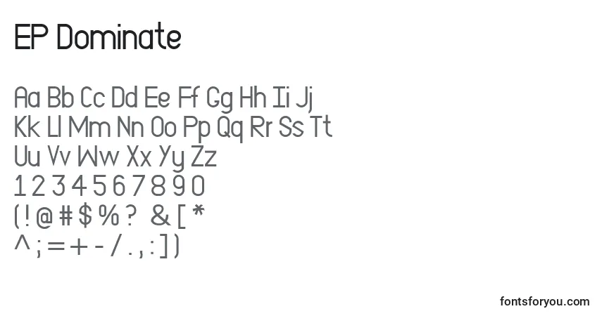 A fonte EP Dominate (126033) – alfabeto, números, caracteres especiais