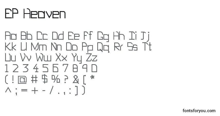 Schriftart EP Heaven – Alphabet, Zahlen, spezielle Symbole