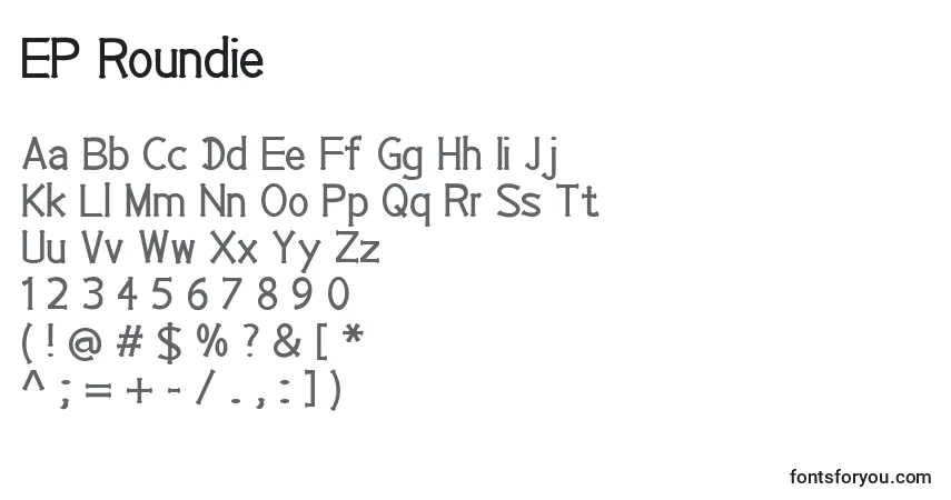 Schriftart EP Roundie (126037) – Alphabet, Zahlen, spezielle Symbole