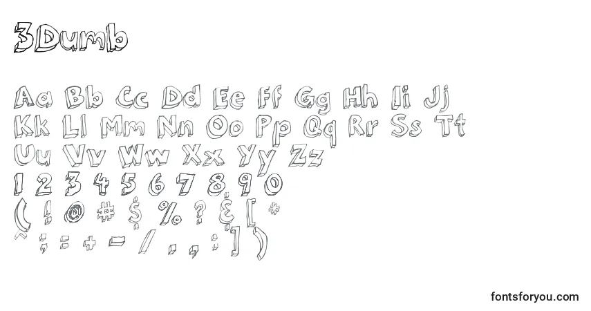 Schriftart 3Dumb – Alphabet, Zahlen, spezielle Symbole