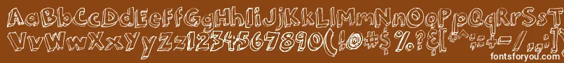 3Dumb-Schriftart – Weiße Schriften auf braunem Hintergrund