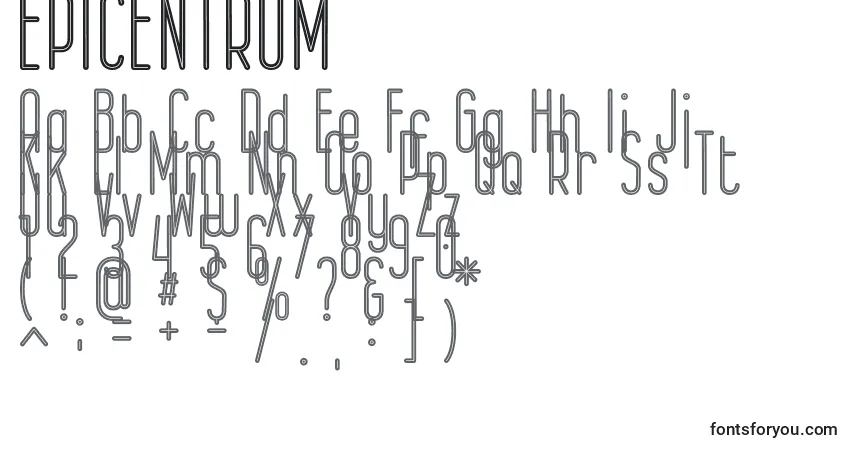 EPICENTRUM-fontti – aakkoset, numerot, erikoismerkit