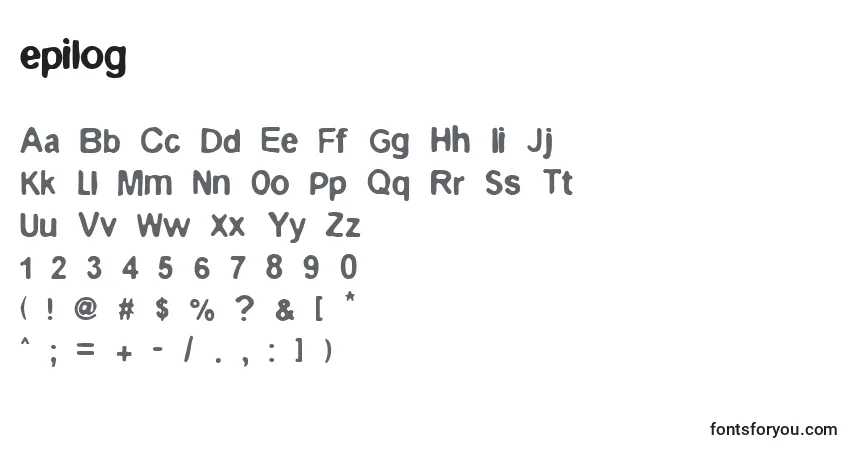 A fonte Epilog (126042) – alfabeto, números, caracteres especiais