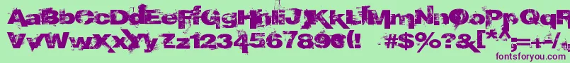 フォントEpoXY histoRy – 緑の背景に紫のフォント
